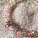 Pink Flowers Bracelet - Light Green Edition (MW) | Mamabug ReCreations - Artisan Jewelry