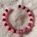 Pink Flowers Bracelet - Red Edition (MW) | Mamabug ReCreations - Artisan Jewelry