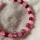 Pink Flowers Bracelet - Red Edition (MW) | Mamabug ReCreations - Artisan Jewelry