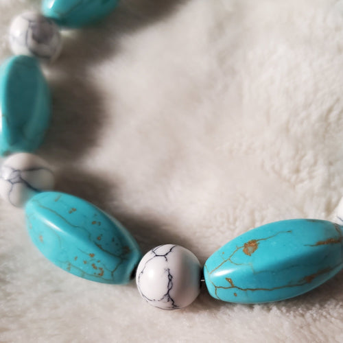 Turquoise and Marble Bracelet (MW) | Mamabug ReCreations - Artisan Jewelry
