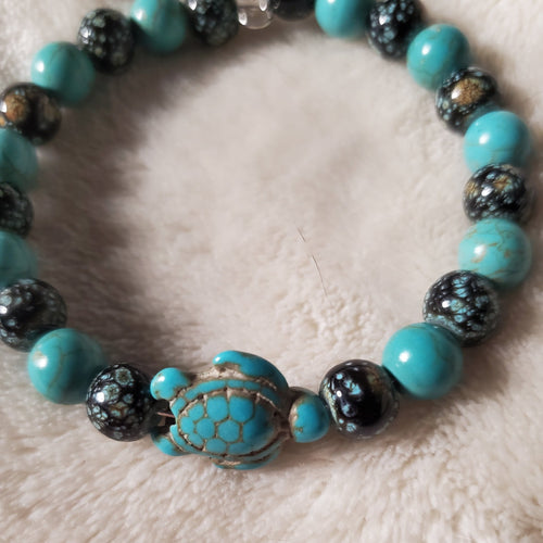 Gypsy Beaded Bracelet - Turquoise Turtle Edition (MW) | Mamabug ReCreations - Artisan Jewelry