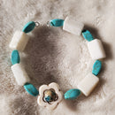 White Stone Flower Bracelet - Turquoise Edition (MW) | Mamabug ReCreations - Artisan Jewelry
