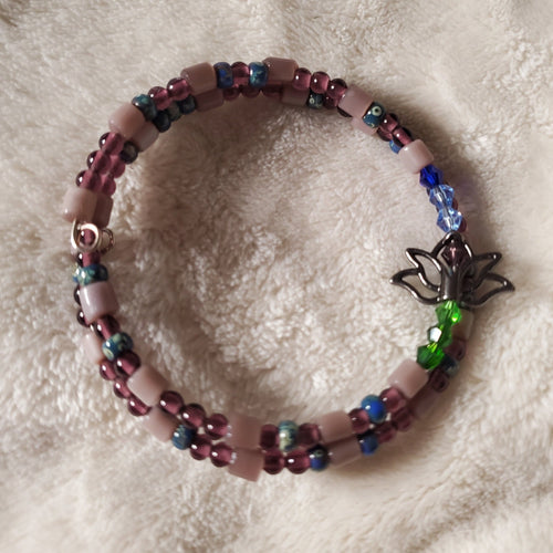 Plum Lotus Flower Bracelet (MW) | Mamabug ReCreations - Artisan Jewelry