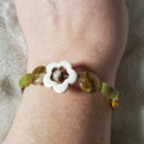 White Stone Flower Bracelet (MW) | Mamabug ReCreations - Artisan Jewelry