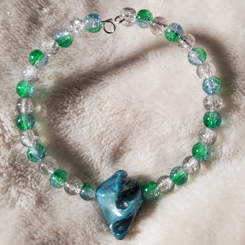 Pearly Blue Nugget Bracelet (MW) | Mamabug ReCreations - Artisan Jewelry