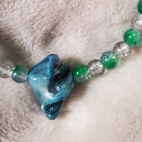Pearly Blue Nugget Bracelet (MW) | Mamabug ReCreations - Artisan Jewelry