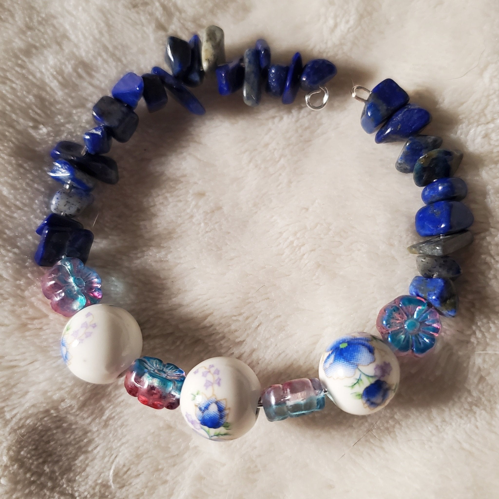 Lapis Lazuli Floral Bracelet (MW) | Mamabug ReCreations - Artisan Jewelry