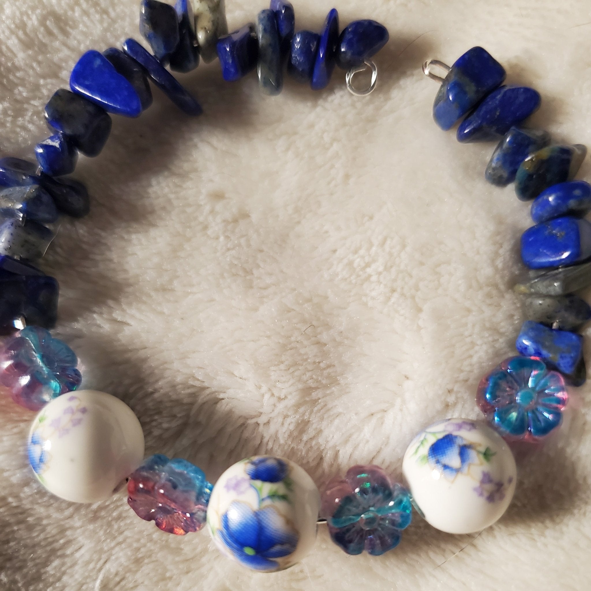 Lapis Lazuli Floral Bracelet (MW) | Mamabug ReCreations - Artisan Jewelry