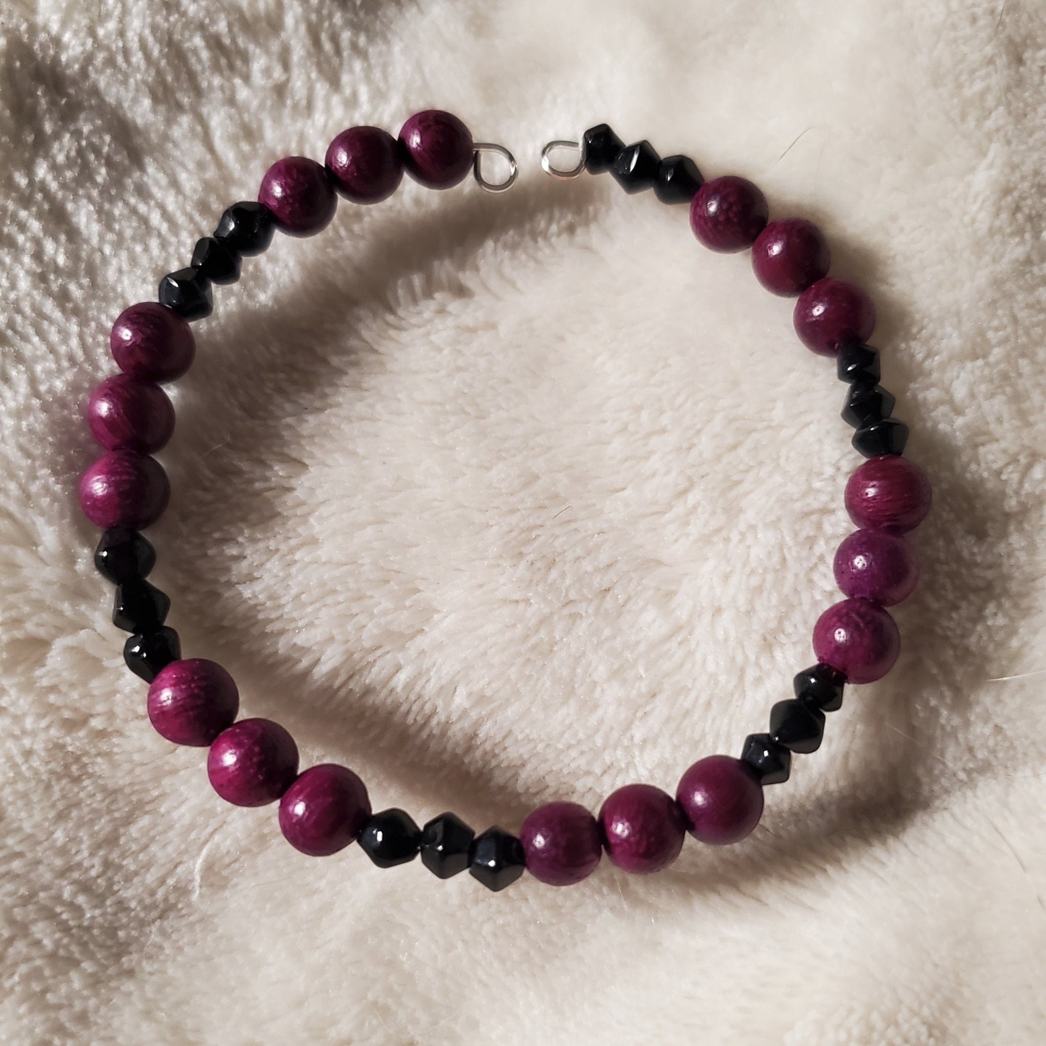 Fuchsia and Black Bracelet (MW) | Mamabug ReCreations - Artisan Jewelry
