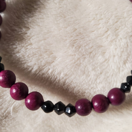 Fuchsia and Black Bracelet (MW) | Mamabug ReCreations - Artisan Jewelry