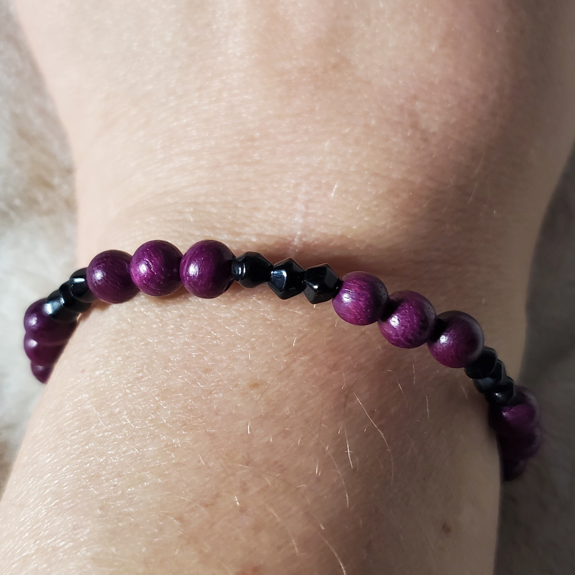 Fuchsia and Black Bracelet (MW) | Mamabug ReCreations - Artisan Jewelry