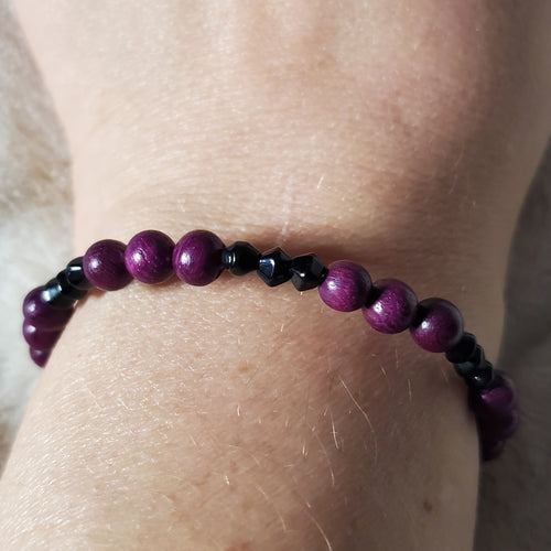 Fuchsia and Black Bracelet (MW) | Mamabug ReCreations - Artisan Jewelry