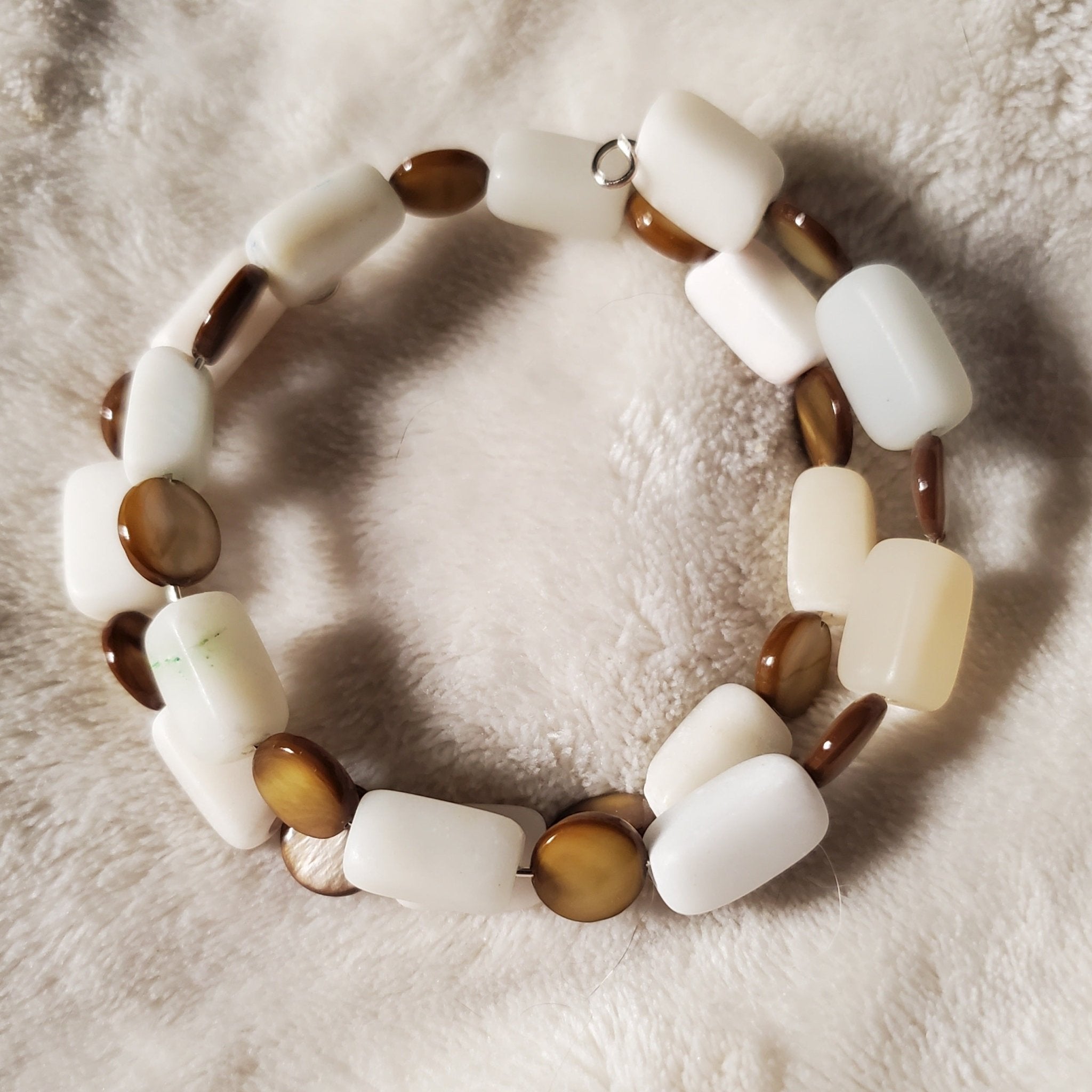 White and Brown Bracelet (MW) | Mamabug ReCreations - Artisan Jewelry