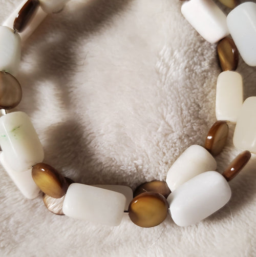White and Brown Bracelet (MW) | Mamabug ReCreations - Artisan Jewelry