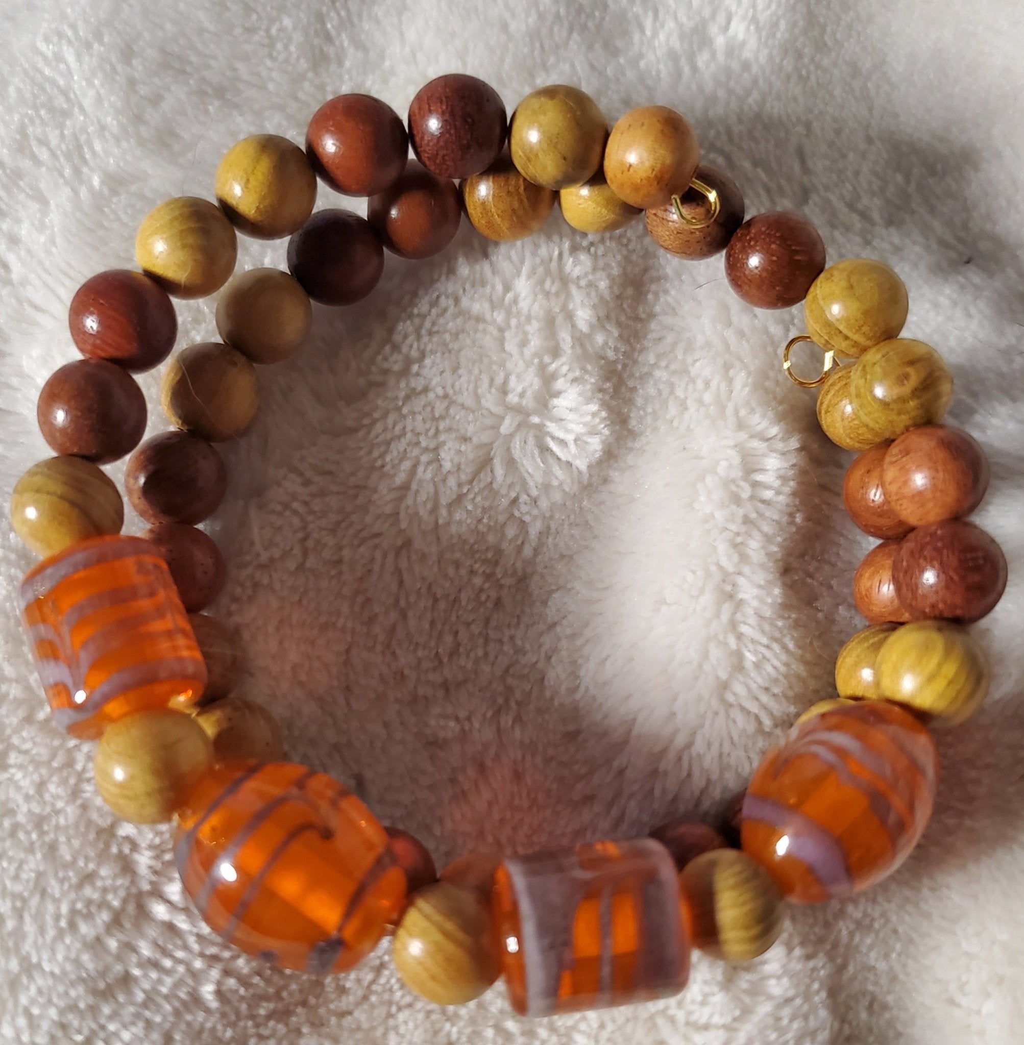 Orange Lampwork Beaded Bracelet (MW) | Mamabug ReCreations - Artisan Jewelry