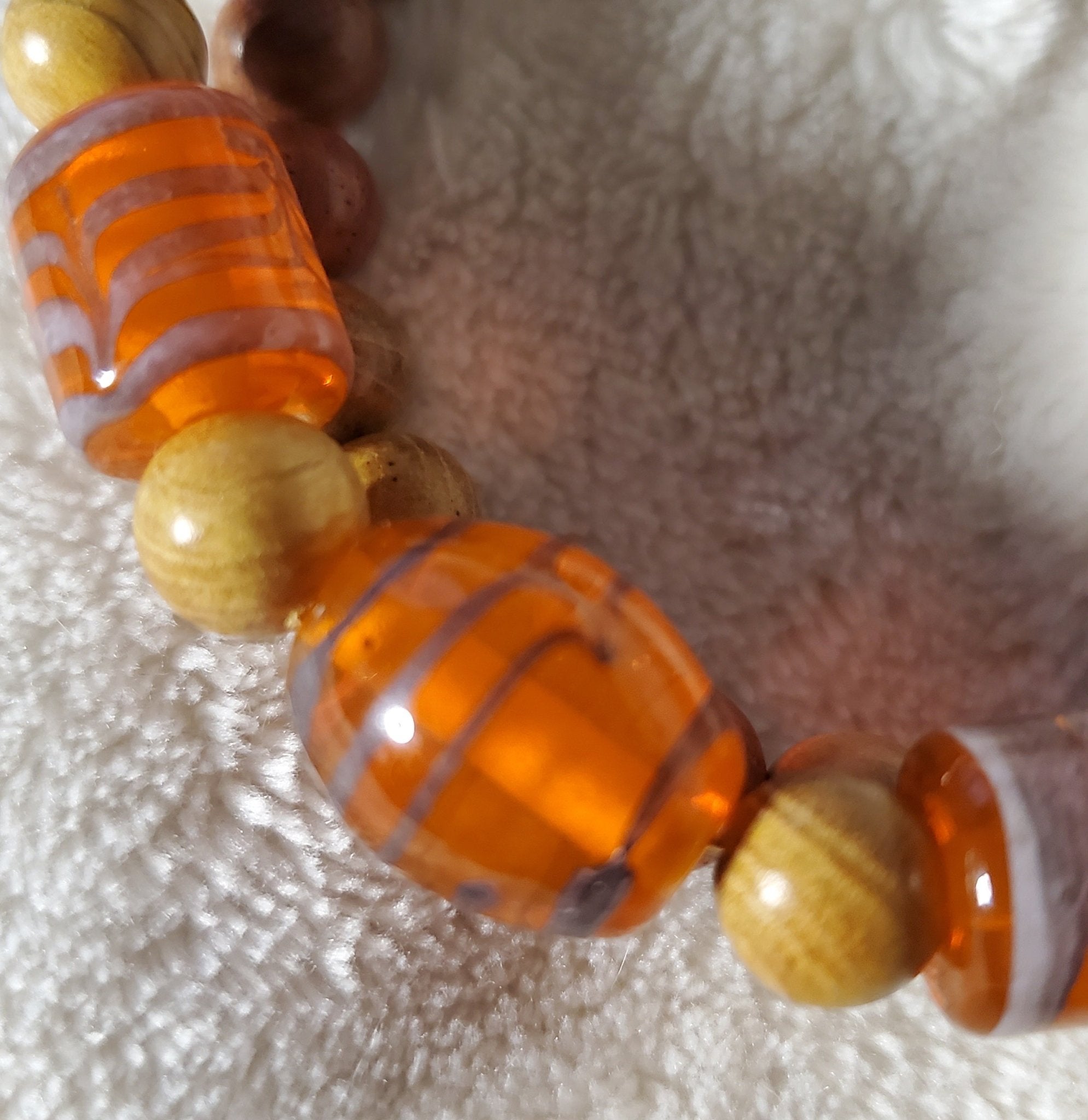 Orange Lampwork Beaded Bracelet (MW) | Mamabug ReCreations - Artisan Jewelry