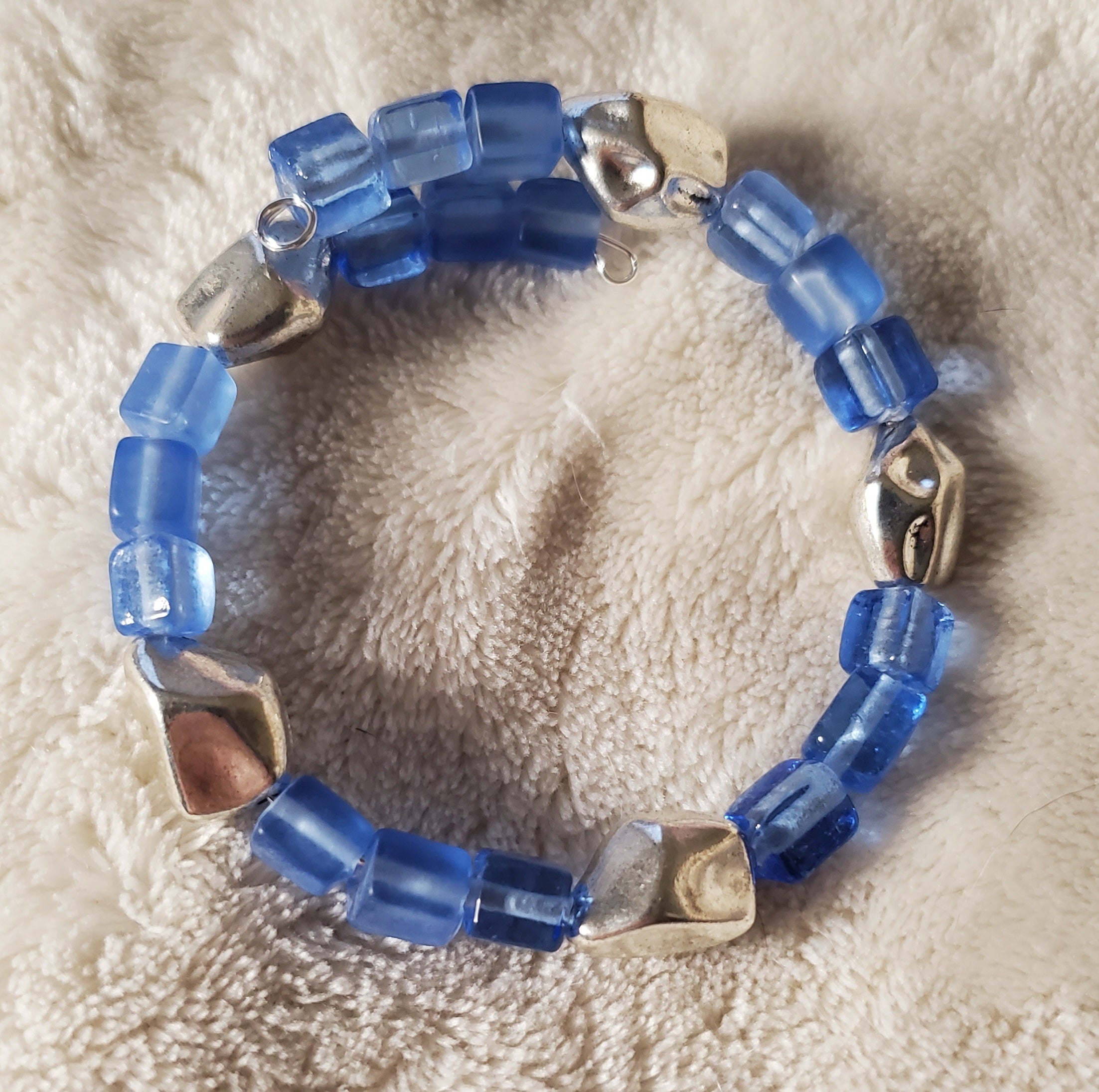 Blue Glass and Silver Bracelet (MW)