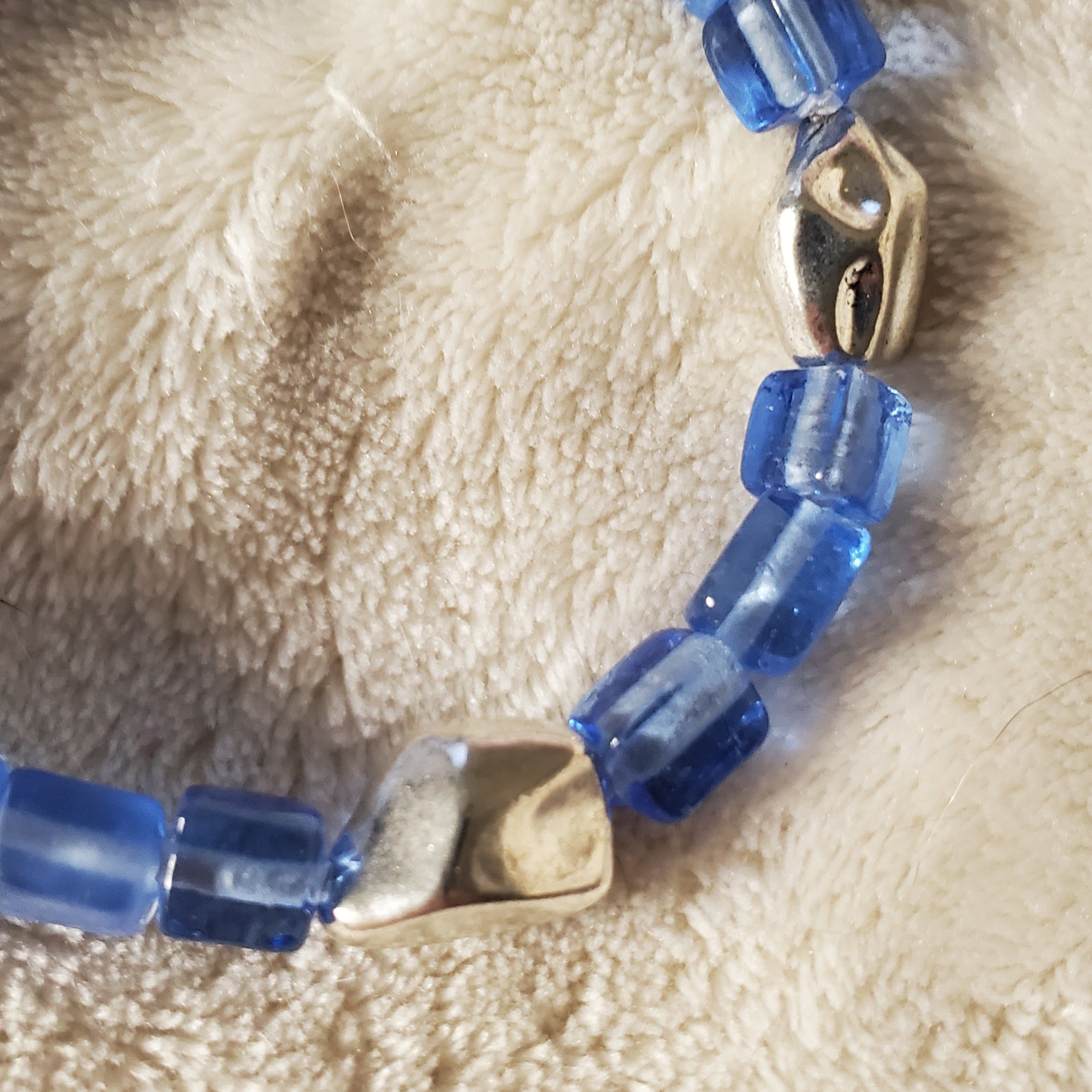 Blue Glass and Silver Bracelet (MW)