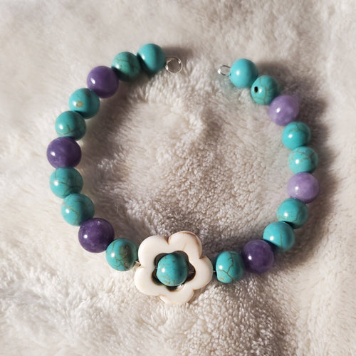 White Flower Stone Beaded Bracelet (MW) | Mamabug ReCreations - Artisan Jewelry