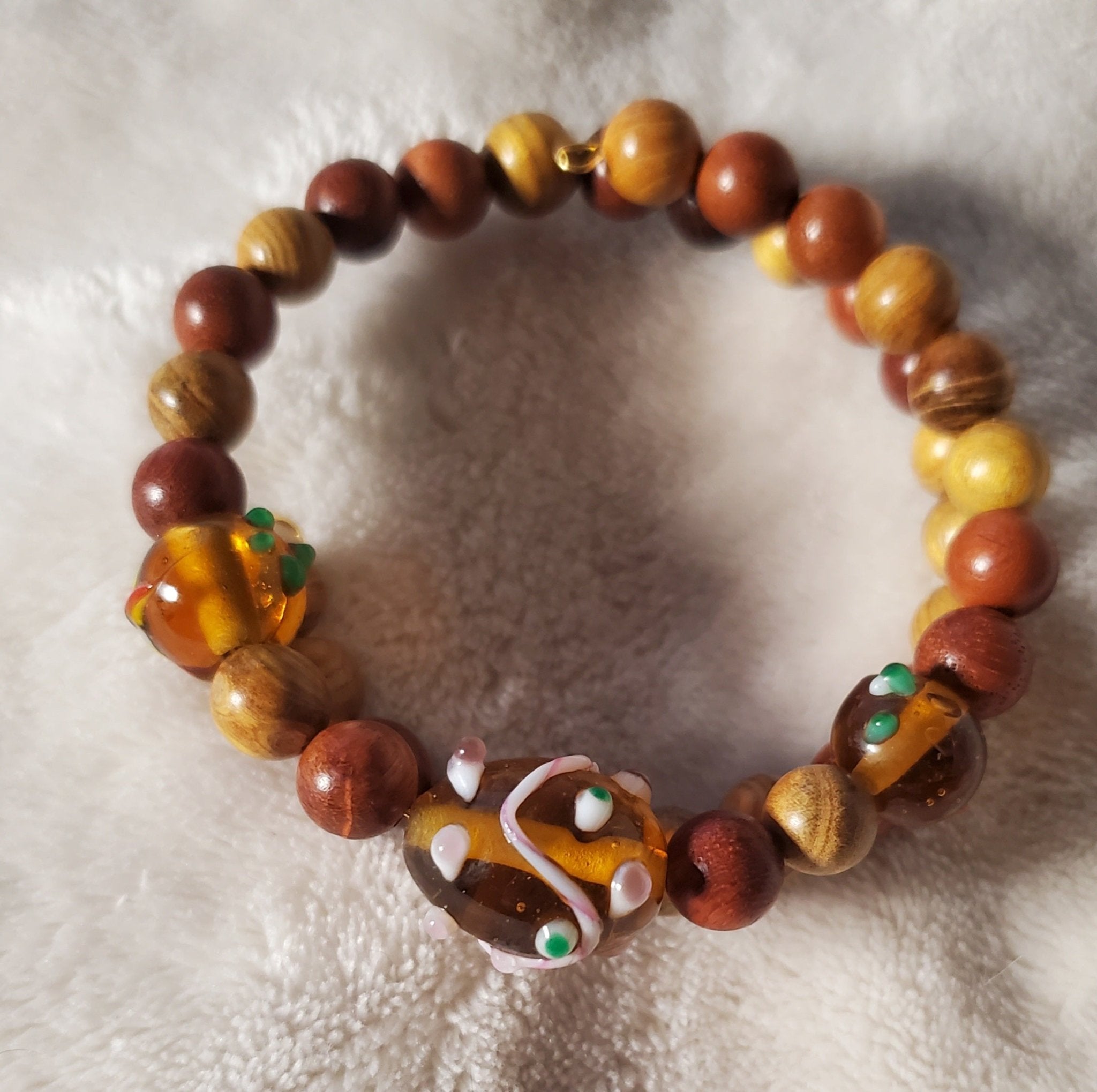 Topaz Lampwork Beaded Bracelet (MW) | Mamabug ReCreations - Artisan Jewelry