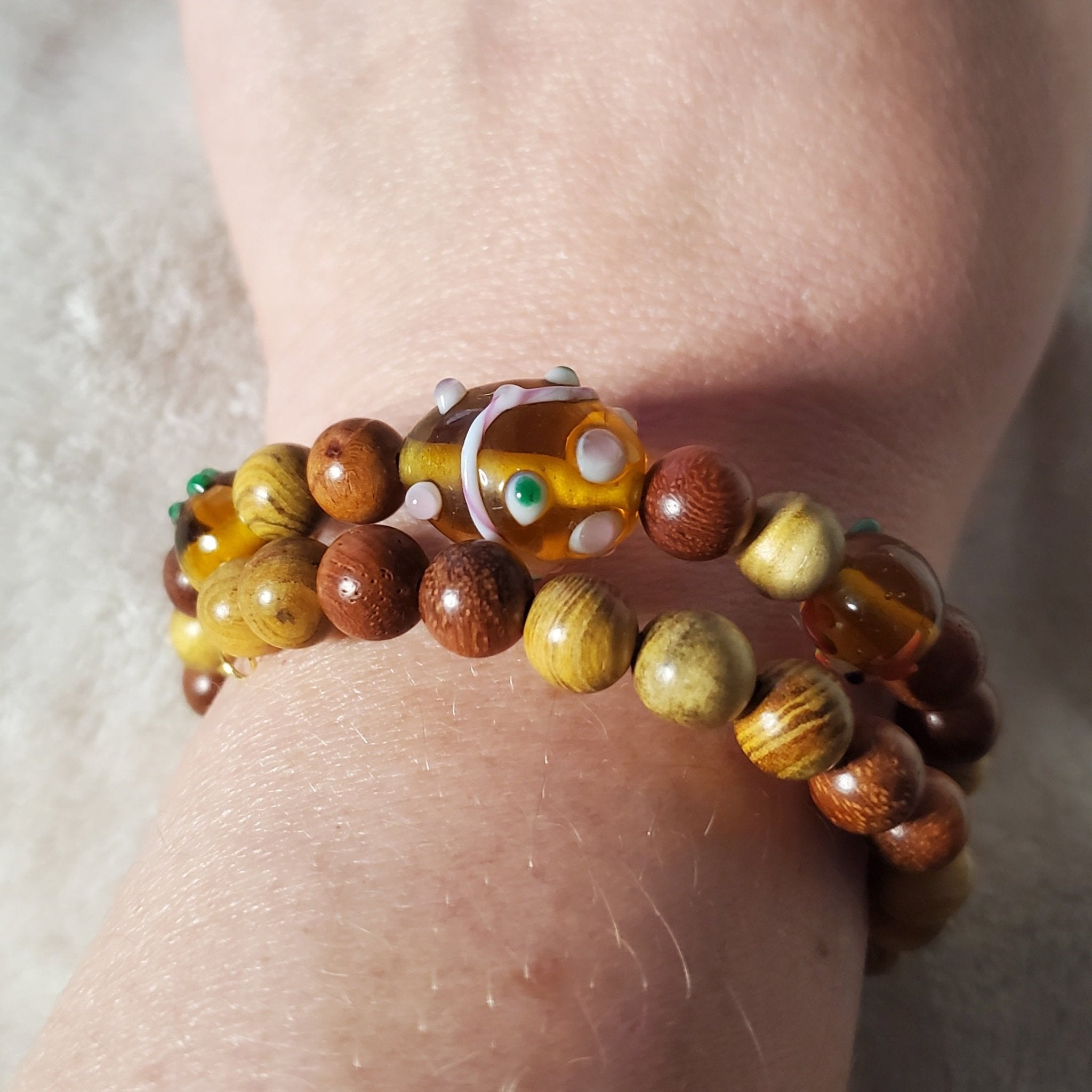 Topaz Lampwork Beaded Bracelet (MW) | Mamabug ReCreations - Artisan Jewelry