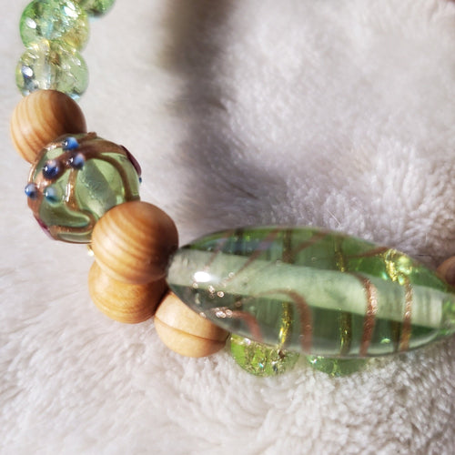 Celery Green Lampwork Beaded Bracelet (MW) | Mamabug ReCreations - Artisan Jewelry