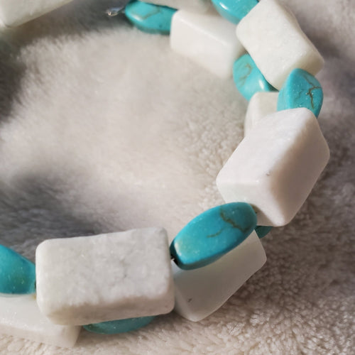Turquoise and Calcite Stone Bracelet (MW) | Mamabug ReCreations - Artisan Jewelry