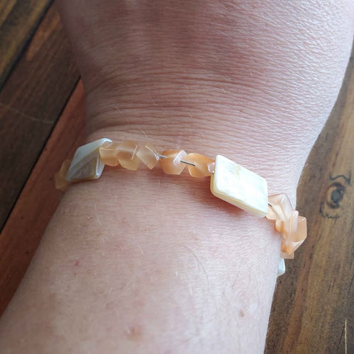 White and Peach Bracelet (MW) | Mamabug ReCreations - Artisan Jewelry