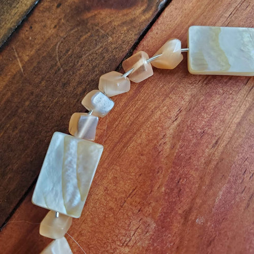 White and Peach Bracelet (MW) | Mamabug ReCreations - Artisan Jewelry