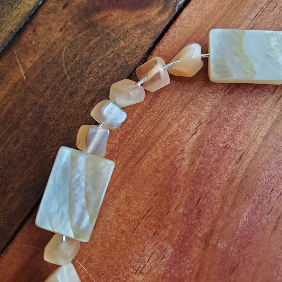 White and Peach Bracelet (MW) | Mamabug ReCreations - Artisan Jewelry