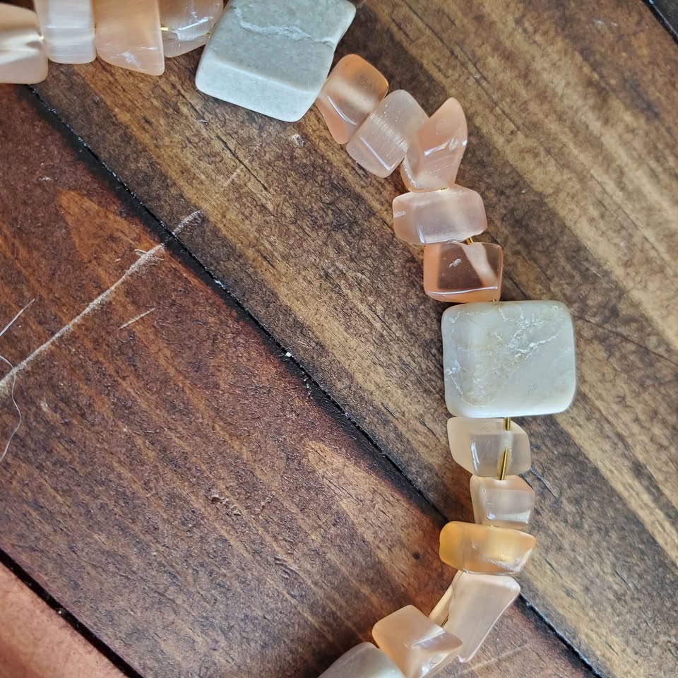 Orange and White Stone Bracelet (MW) | Mamabug ReCreations - Artisan Jewelry