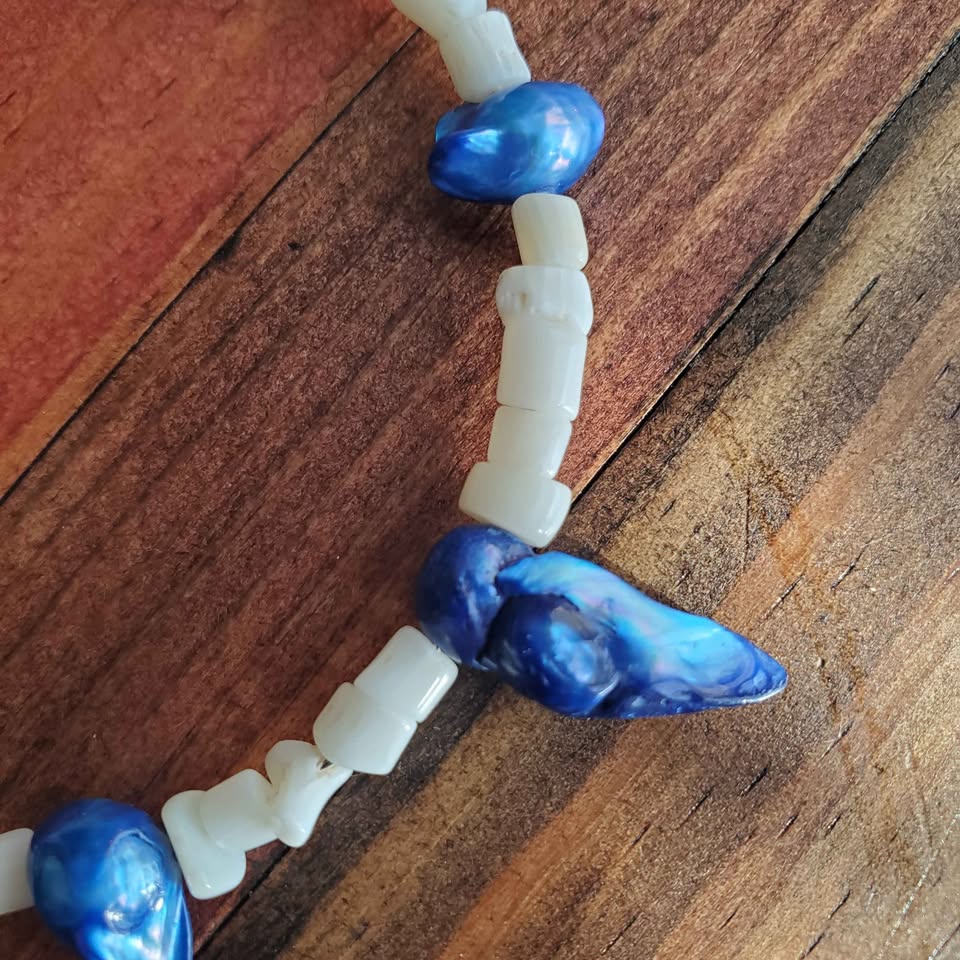 Blue and White Bracelet (MW) | Mamabug ReCreations - Artisan Jewelry
