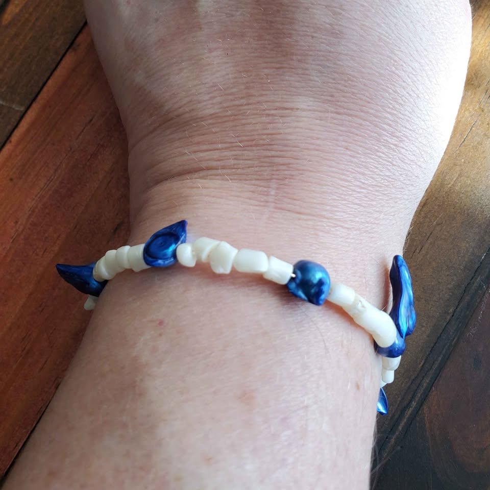 Blue and White Bracelet (MW) | Mamabug ReCreations - Artisan Jewelry