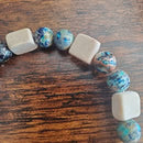 River Stone and Blue Bead Bracelet (MW) | Mamabug ReCreations - Artisan Jewelry