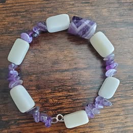 Amethyst and Calcite Bracelet (MW) | Mamabug ReCreations - Artisan Jewelry