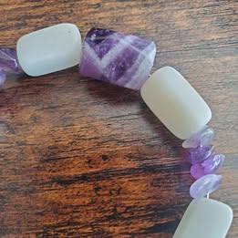 Amethyst and Calcite Bracelet (MW) | Mamabug ReCreations - Artisan Jewelry