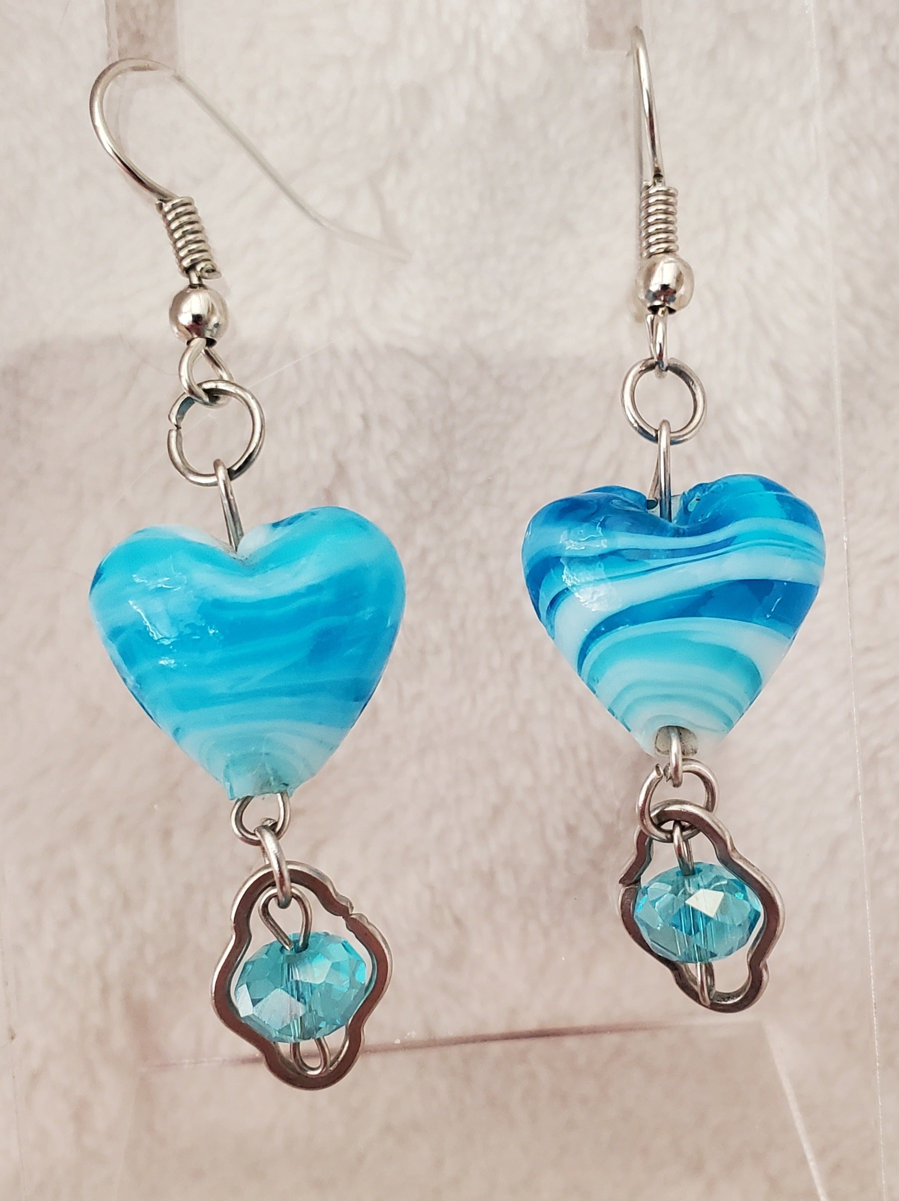 Blue Swirl Heart Earrings