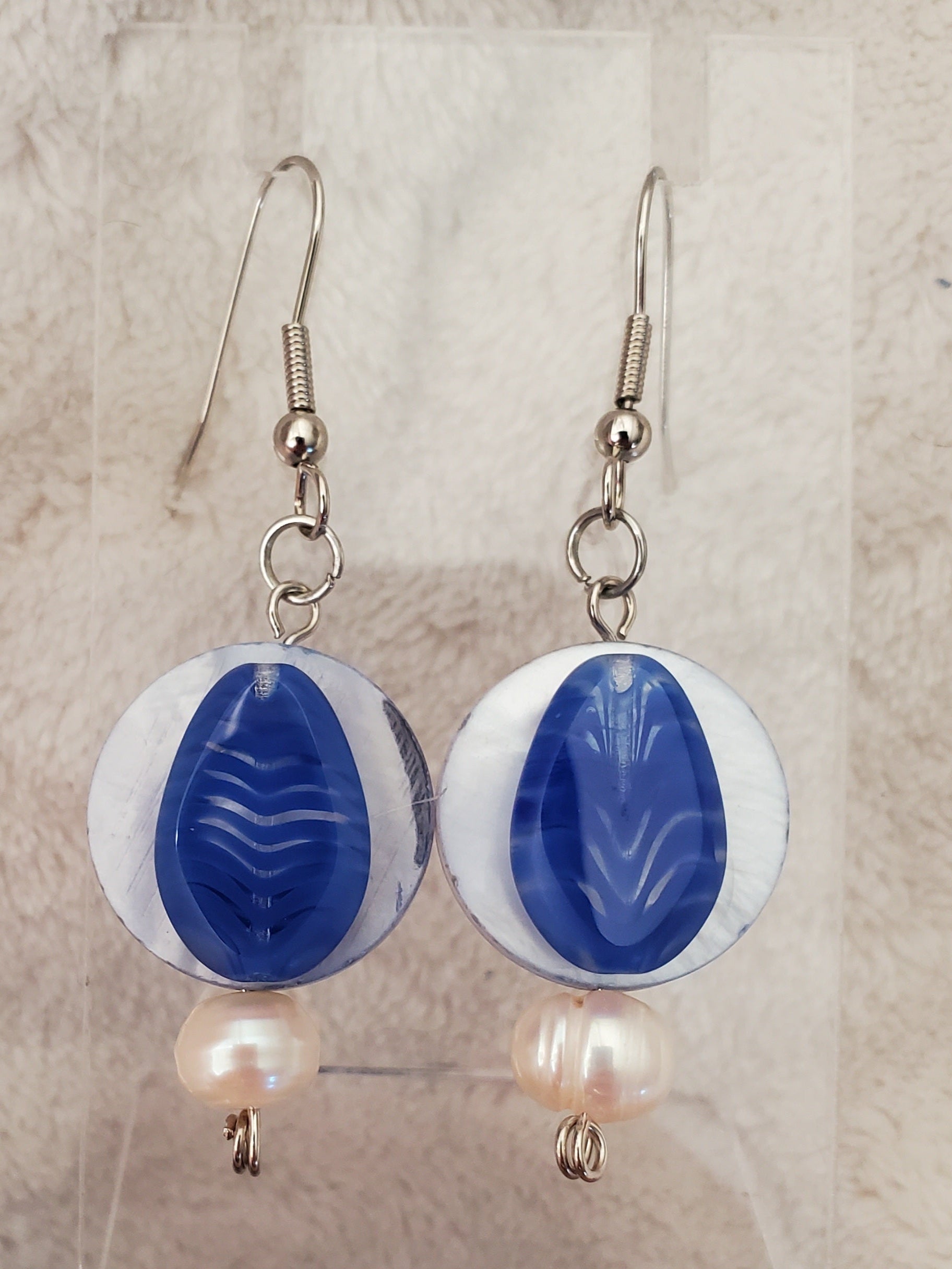 Blue Leaf Earrings