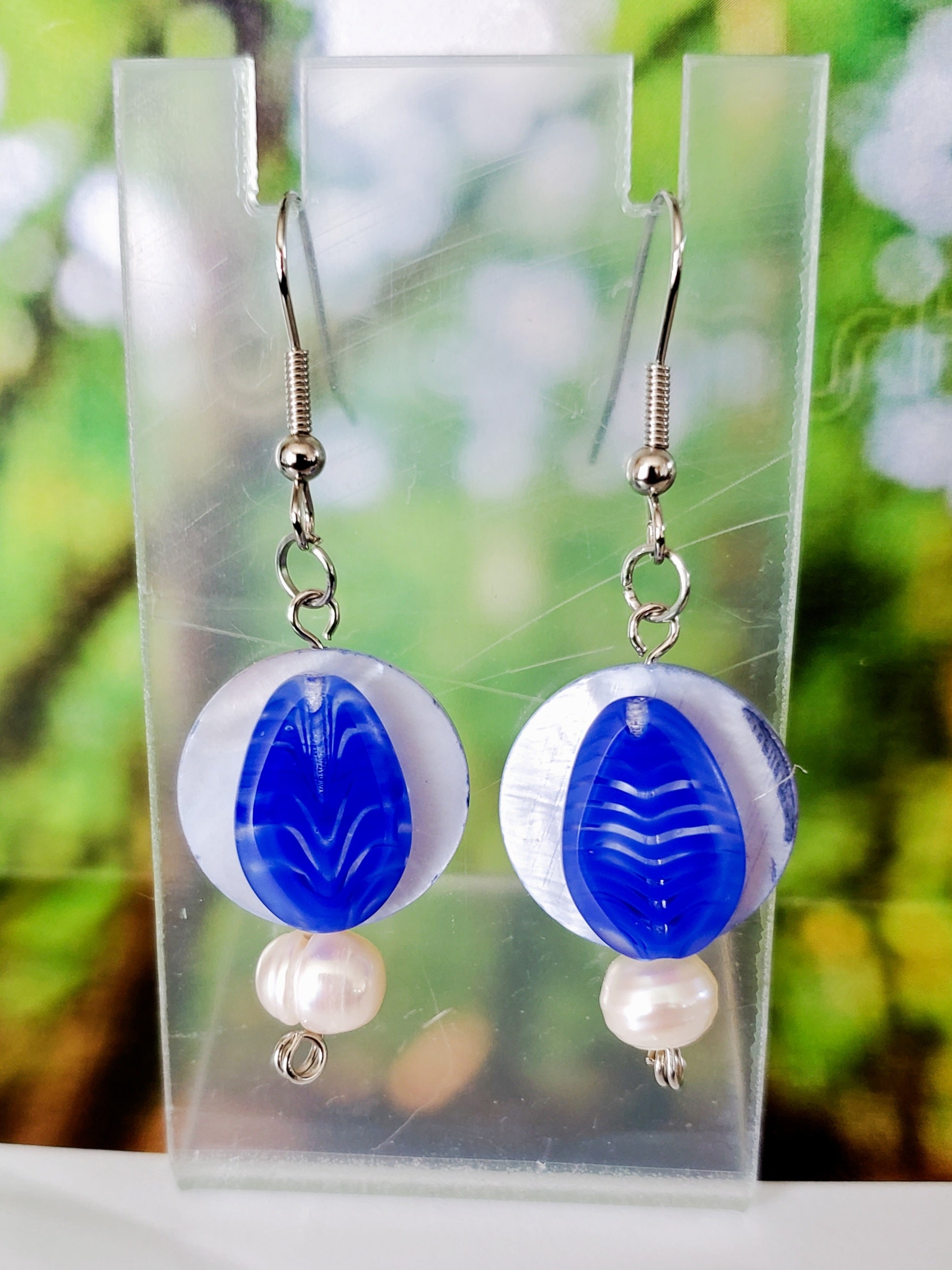 Blue Leaf Earrings