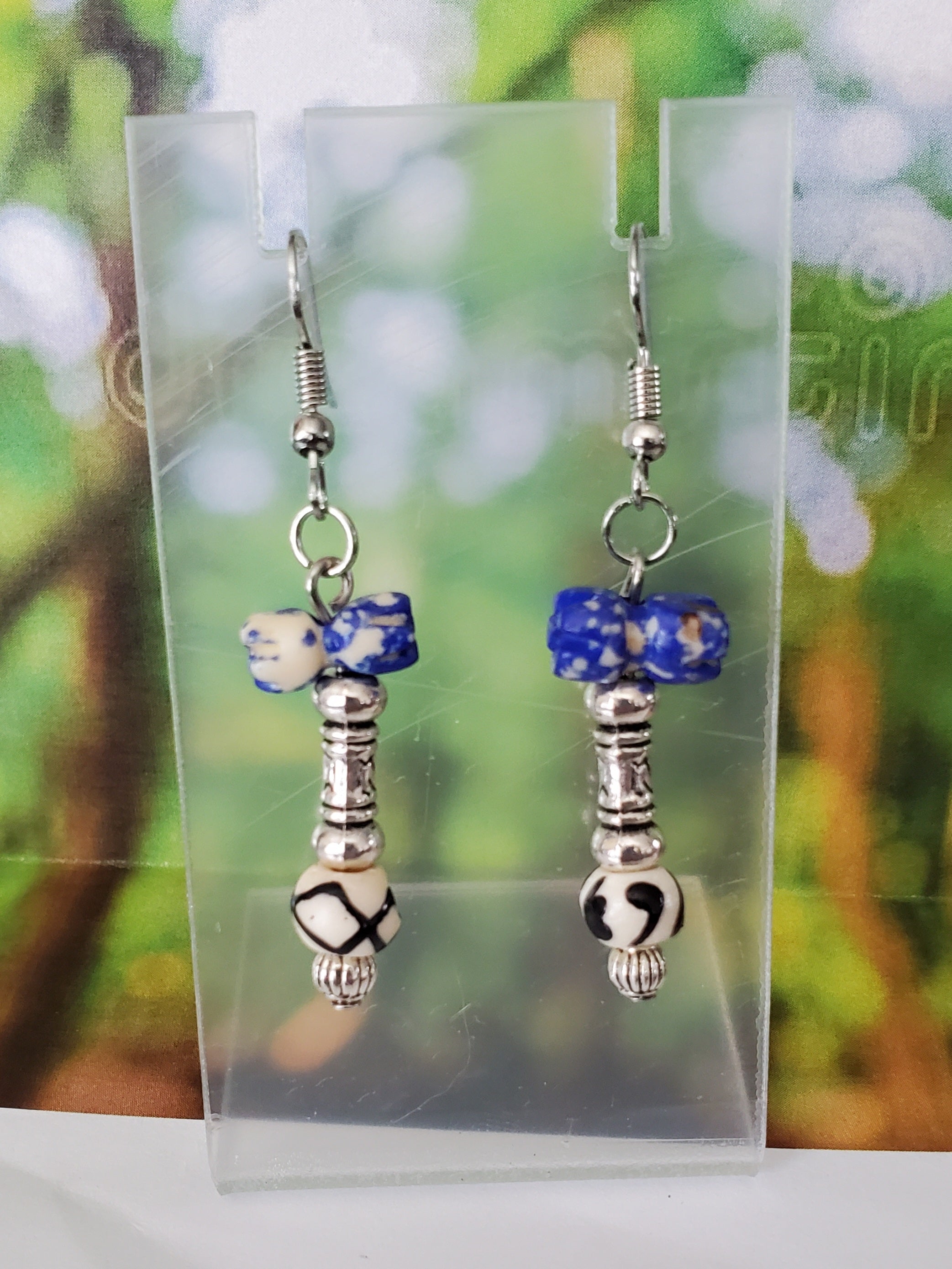 Blue and Silver Hammer Earrings
