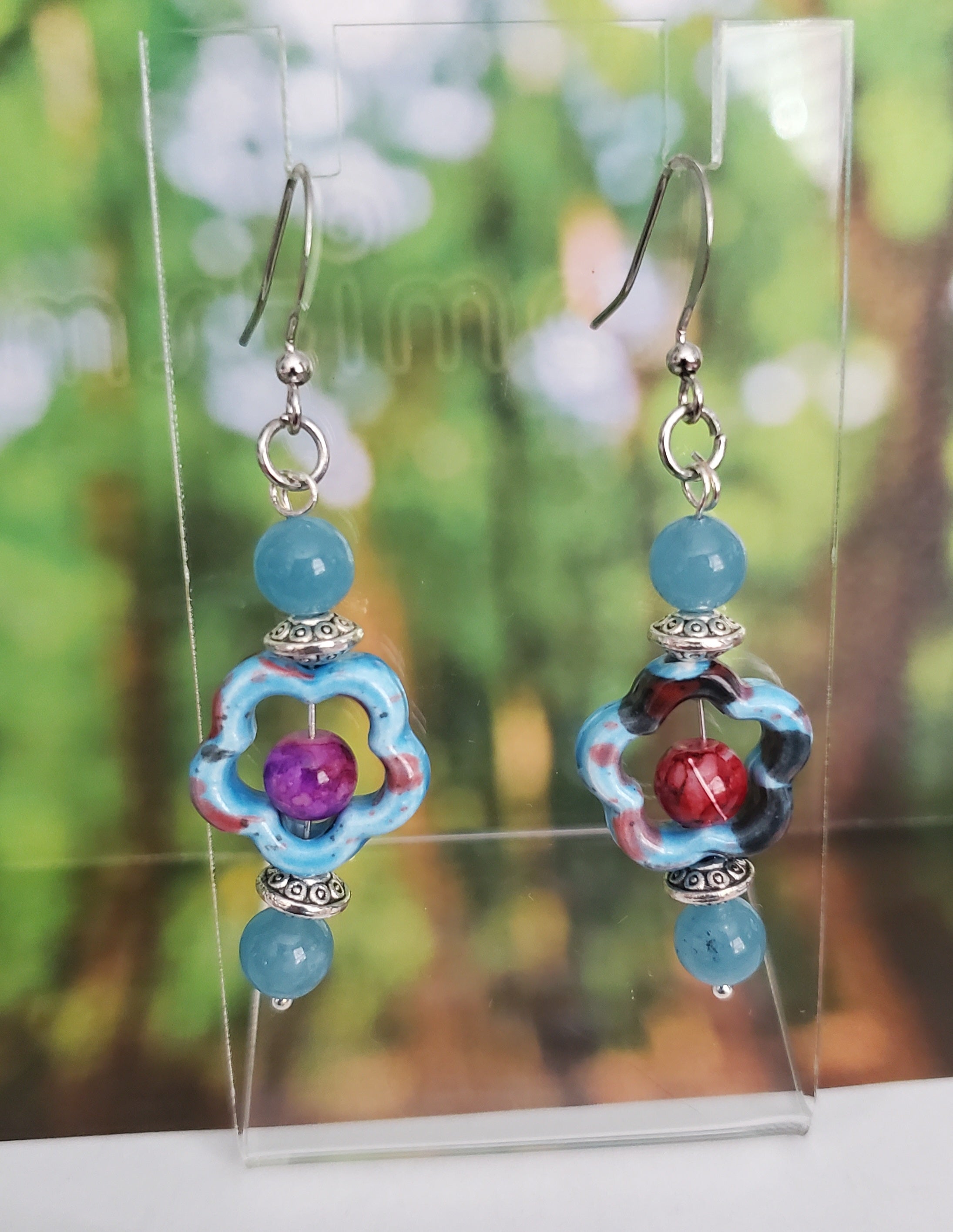 Blue Floral Earrings