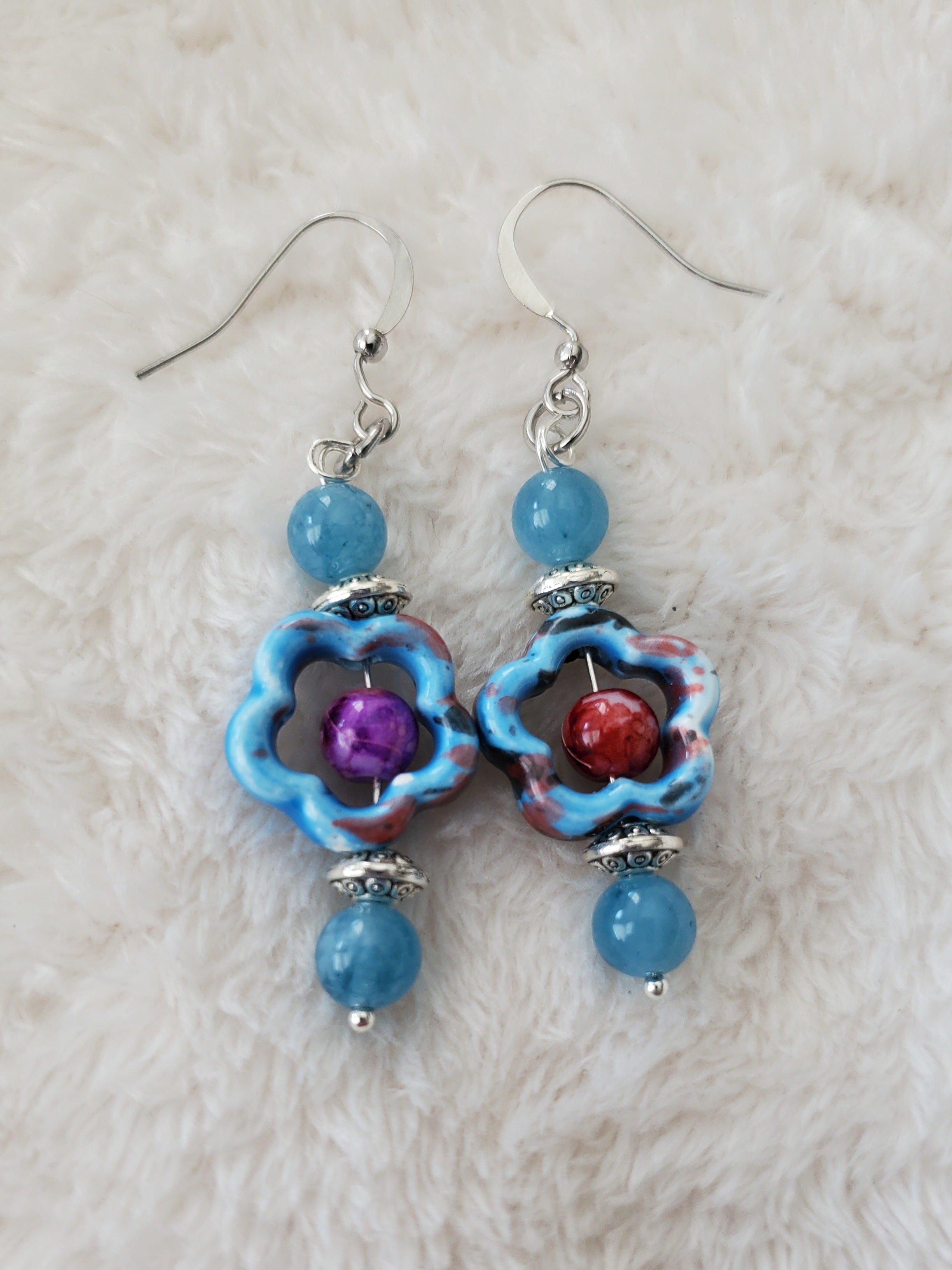 Blue Floral Earrings