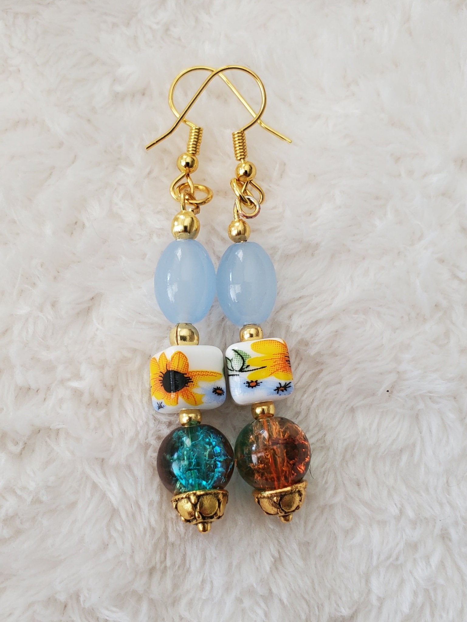 Golden Sunflowers Earrings | Mamabug ReCreations 