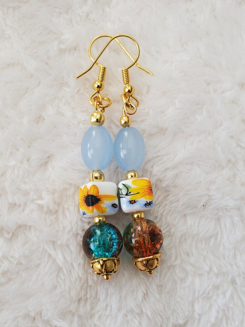 Golden Sunflowers Earrings | Mamabug ReCreations 