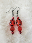 Red with Black Polka Dots Earrings | Mamabug ReCreations - Artisan Jewelry