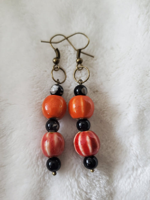 Orange Gourd Earrings | Mamabug ReCreations - Artisan Jewelry