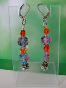 Iridescent Blue Flower Earrings | Mamabug ReCreations - Artisan Jewelry