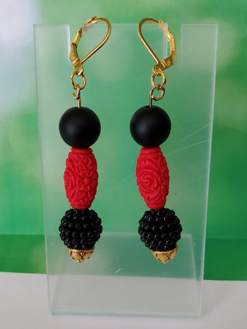 Red and Black Earrings | Mamabug ReCreations - Artisan Jewelry