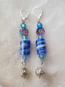 Blue Flowers with a Swirl Earrings | Mamabug ReCreations - Artisan Jewelry