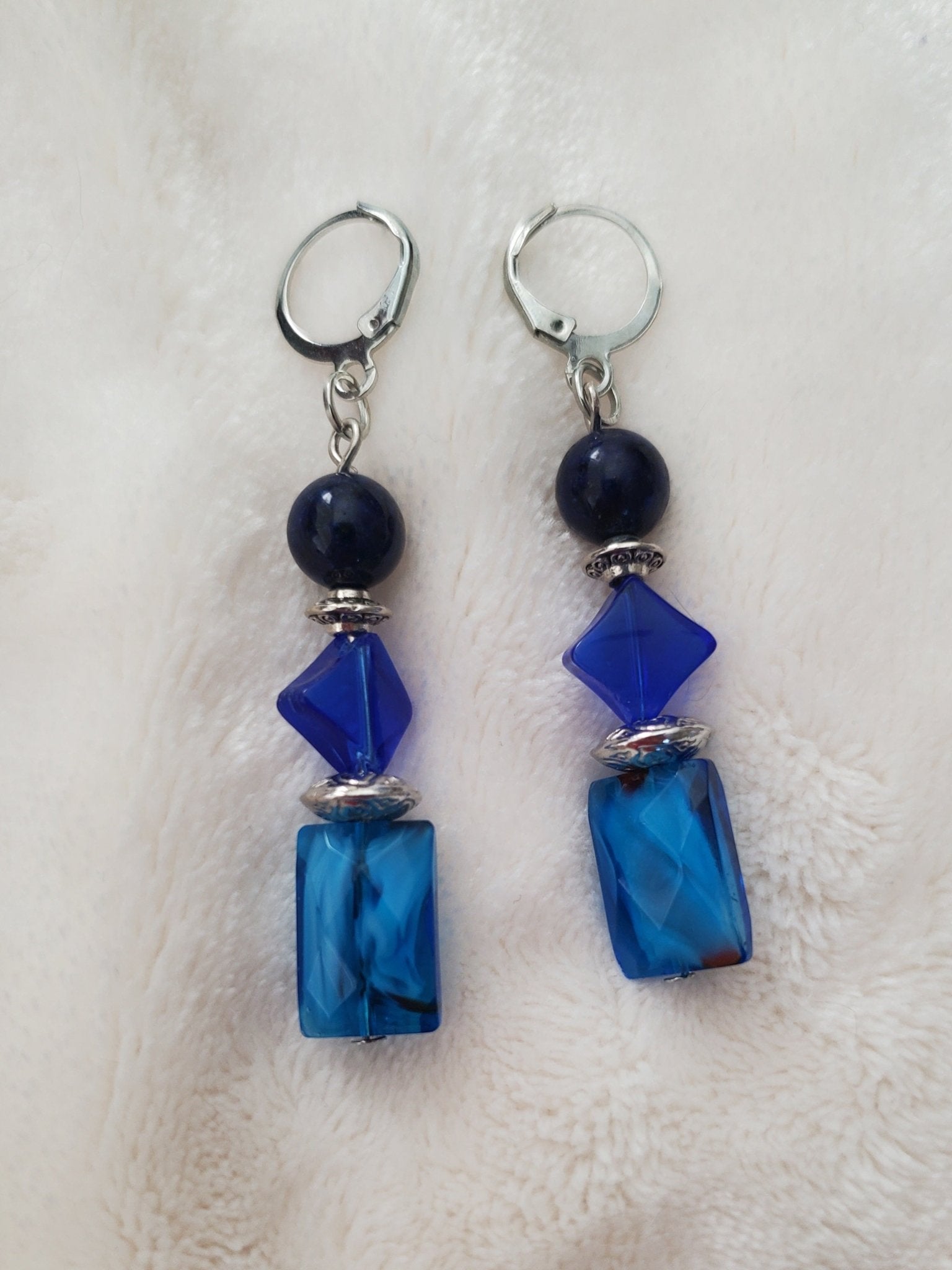 Blue and Black Earrings | Mamabug ReCreations - Artisan Jewelry